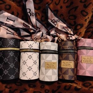 Mini wallet lipstick case keychain